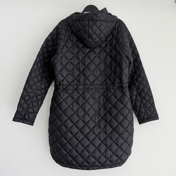 Athleta Whisper Featherless Parka Jacket Women Large Black Hooded Puffer Quilted - Picture 10 of 11